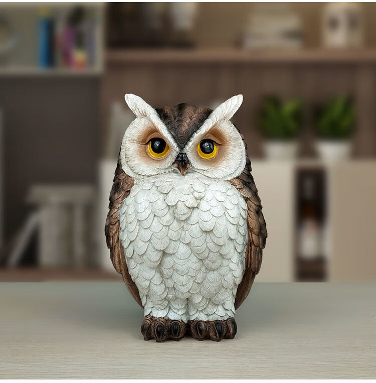 君罗树脂仿真猫头鹰摆件客厅家居电视柜酒柜桌面装饰可爱动物鸟工艺品