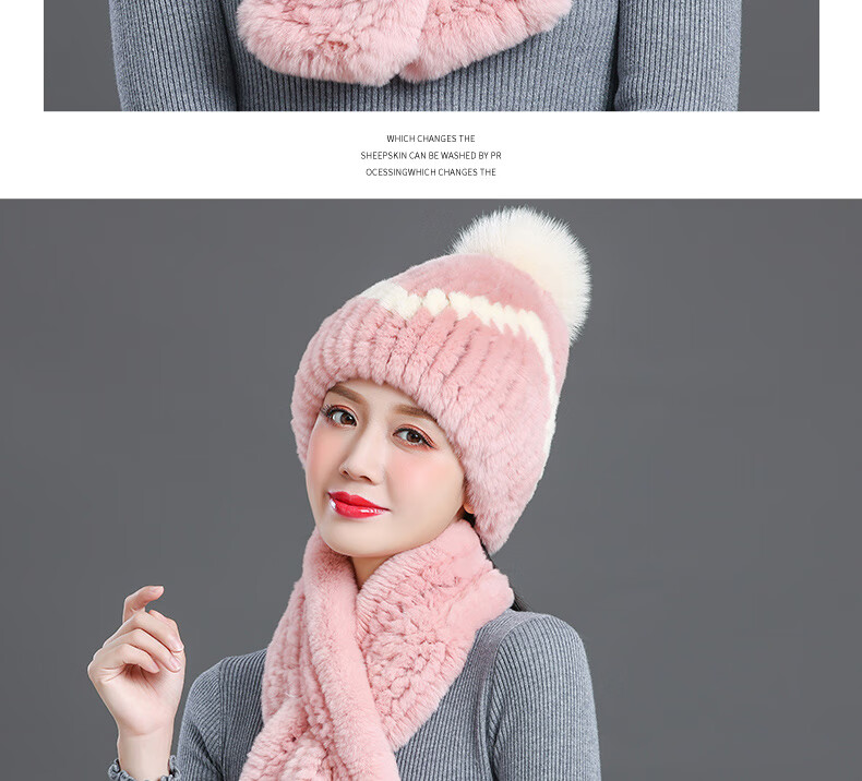 冬季防寒保暖獭兔毛帽子女皮草帽子中青年妇女加厚獭兔毛防风雪帽出游