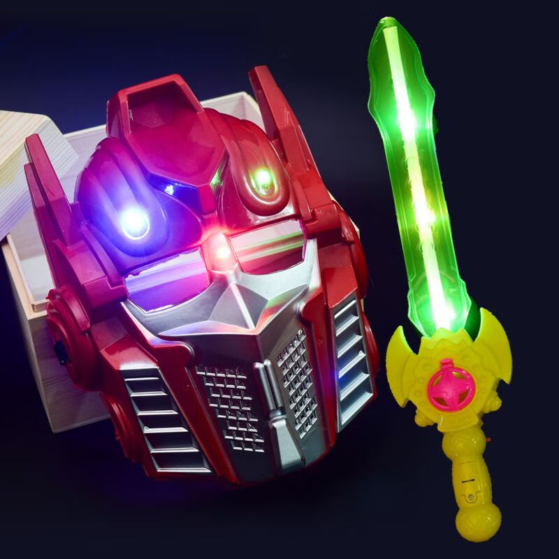 面具儿童奥特曼赛罗蜘蛛侠玩具发光宝剑刀剑幼儿园表演道具 勇士蓝色