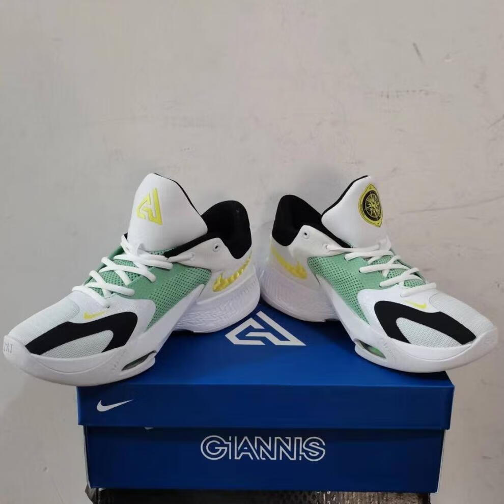 aj字母哥四代透气耐磨内气垫运动篮球鞋梦动 限定款丨白绿 限定款丨44