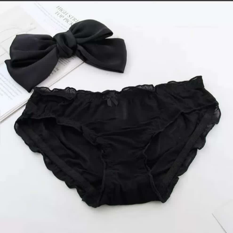 好品质女士内裤黑色系蕾丝边女士内裤中腰三角裤少女性感内裤女套餐