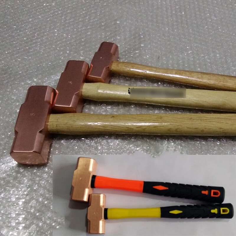 kelekel防爆八角锤紫铜锤铜榔头防爆工具木柄紫铜八角锤铜锤4磅锤铜锤