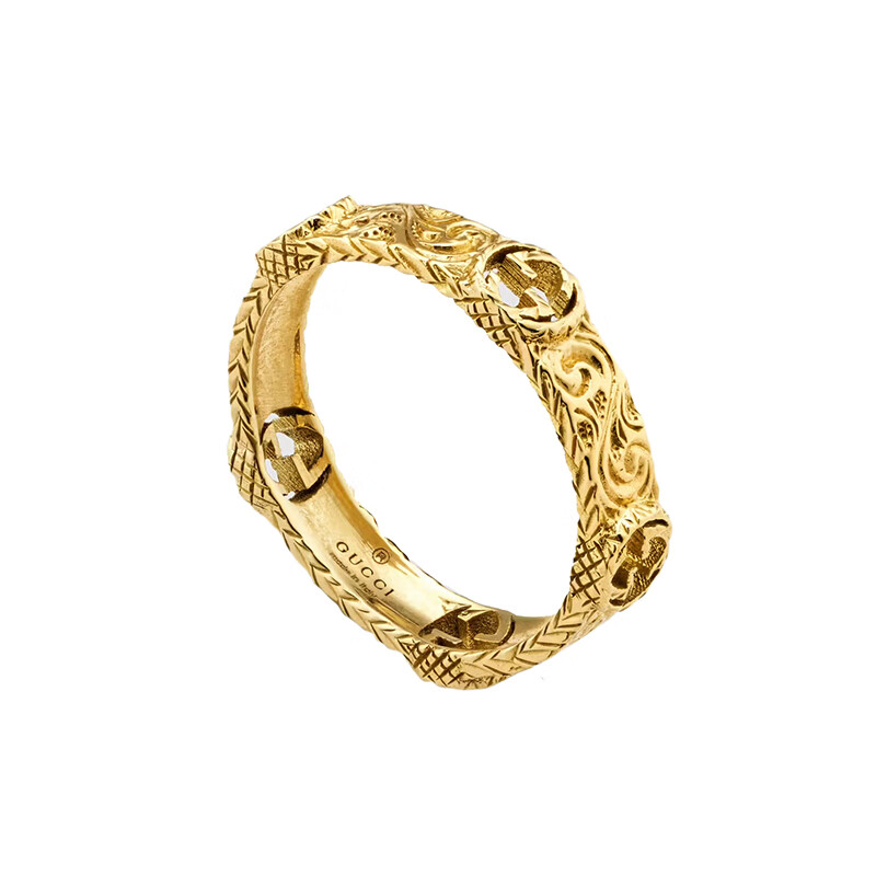 gucci古驰22春夏新款doubleg系列18k金黄金互扣式双g镂空黄金色8号