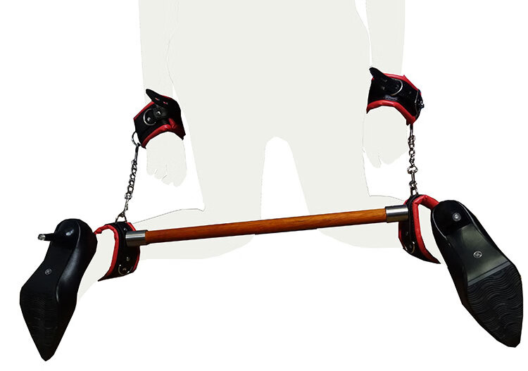 强制开腿分腿器男情趣sm分腿束缚固定脚铐分腿高跟鞋带锁情趣刑具b款