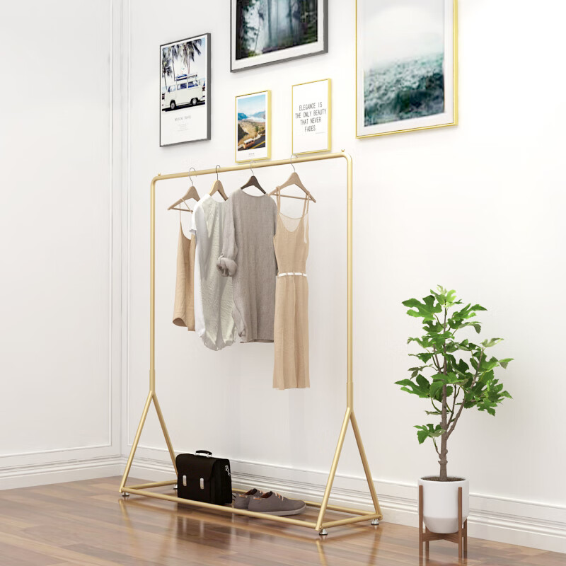 服装店展示挂衣架服装店展示架专用落地网红衣架女装店童装货架直播挂衣架陈列道具 金色长100*宽40*高130