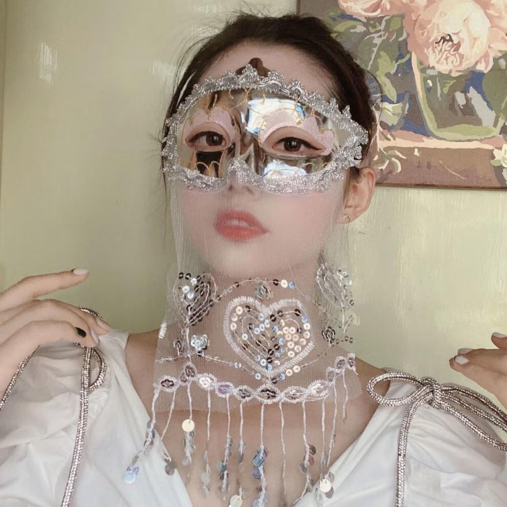 范世提面纱古风女款万圣节公主面纱面具成人儿童圣诞化妆舞会dj表演