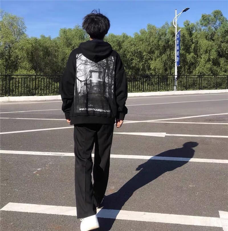 商城同款ljttyskl秋冬款连帽卫衣男暗黑复古ins风景印花潮流宽松大码