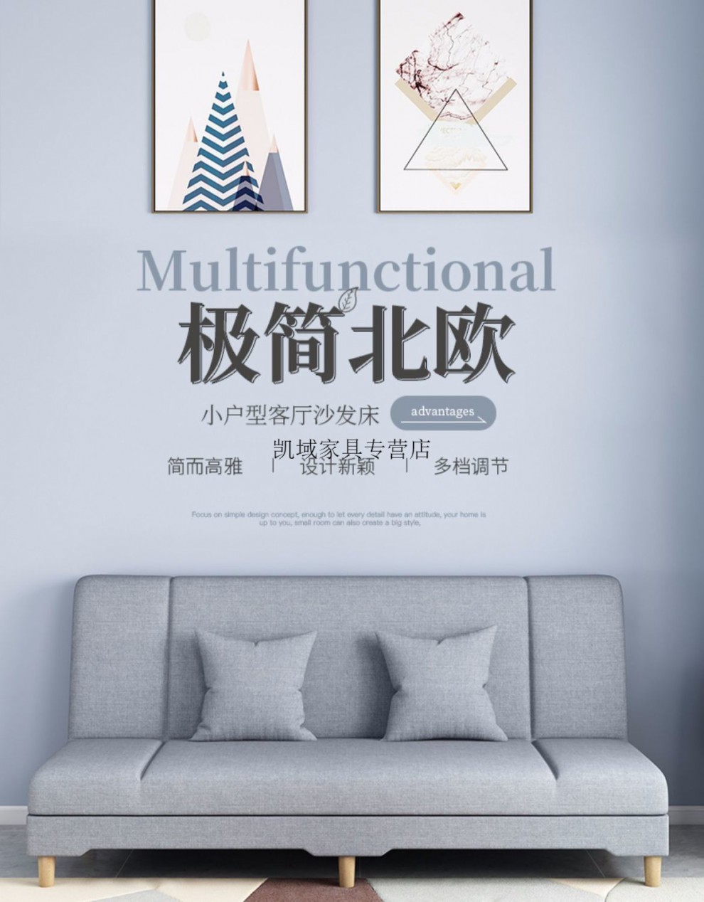 子木雅居 小户型懒人布艺沙发简易经济型沙发出租房屋客厅可折叠沙发床两用 浅灰色【加宽加厚海绵】 1.2米1-2人位