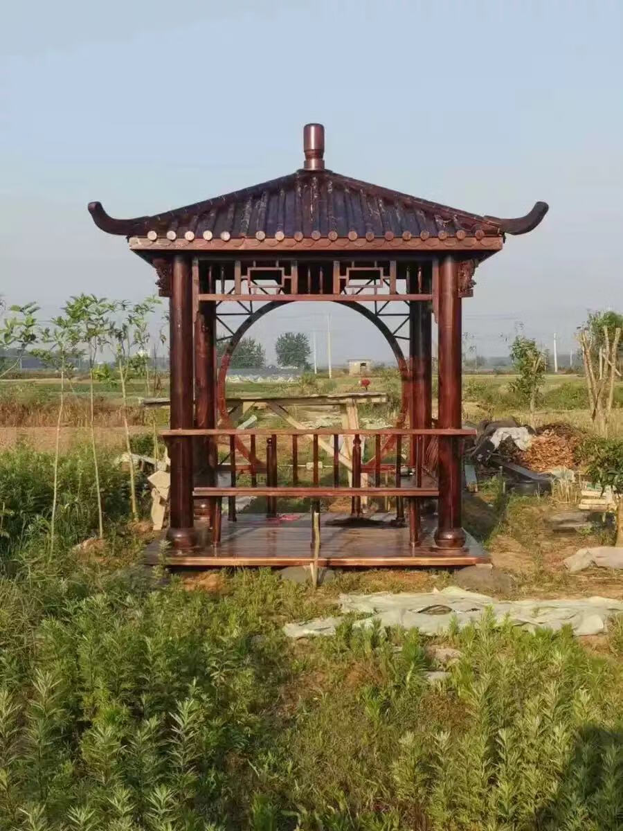 辉煌户外六角凉亭防腐木四角亭子庭院别墅仿古木屋实木长廊古建中式亭