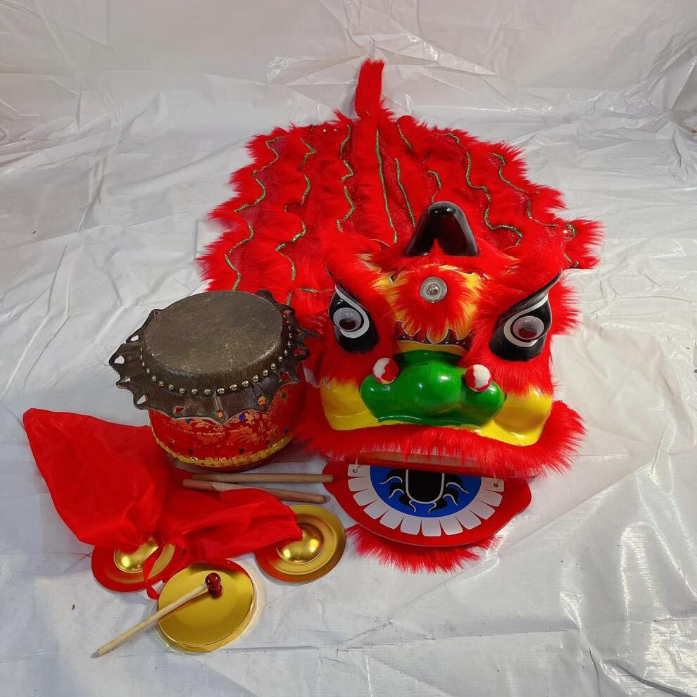 雄狮少年狮头 儿童舞狮子狮子头舞狮头醒狮套装小孩玩具舞狮道具整套