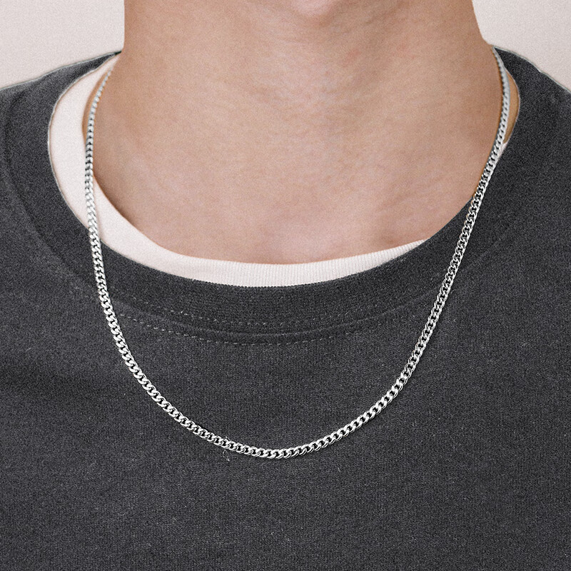 ock施华洛世奇锆项链男潮嘻哈ins欧美男士无吊坠银链子简约锁骨链送男