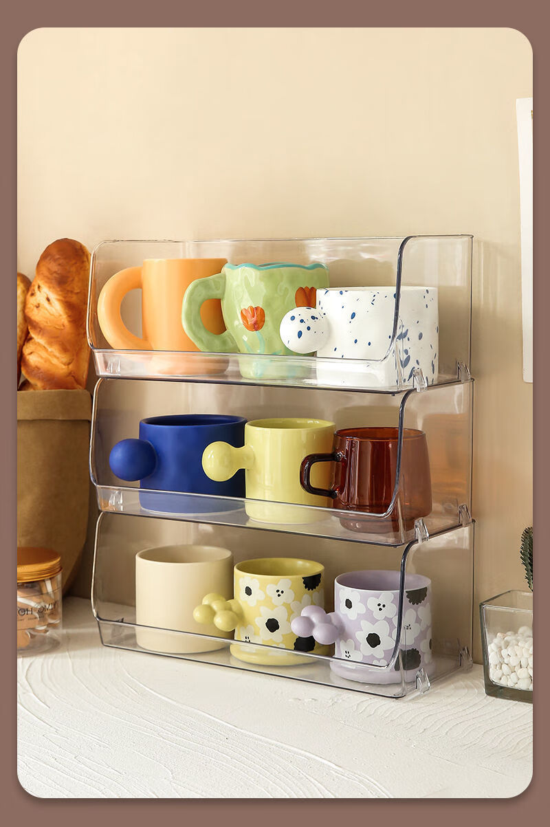 hkna多层杯子收纳神器大容量桌上整理架水杯架咖啡杯架子家用高颜值