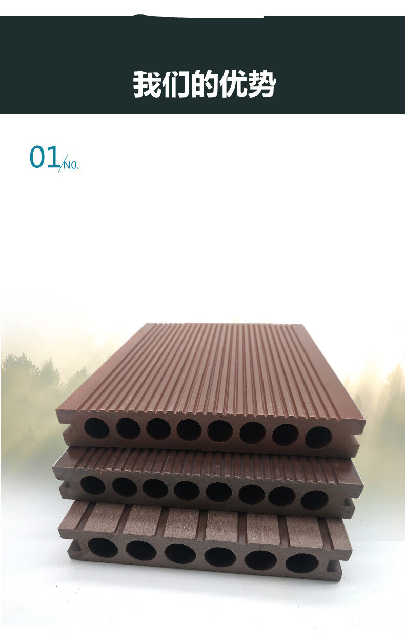 塑木室外地板长条公园户外pve腐木花园庭院木塑板水晒 黑色【图片