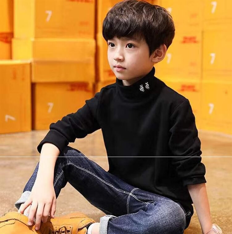 &卍凡普斯尚10-11岁童装男童高领打底衫冬季儿童加厚加绒保暖上衣大童