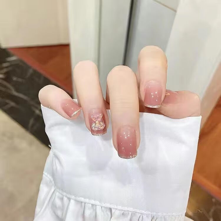 【精选直发】穿戴美甲贴片长短款假指甲贴片可拆卸带钻甲片新款蝴蝶结甲片成品古莎 M060金箔车厘子 24粒极粘果冻胶+胶水+打磨棒