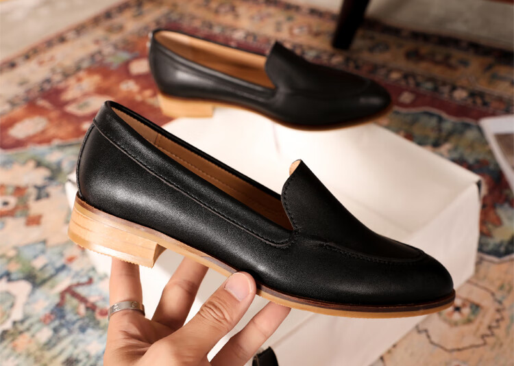 意大利公羊女鞋everlane优雅百搭乐福鞋春夏休闲一脚蹬牛津单鞋皮质