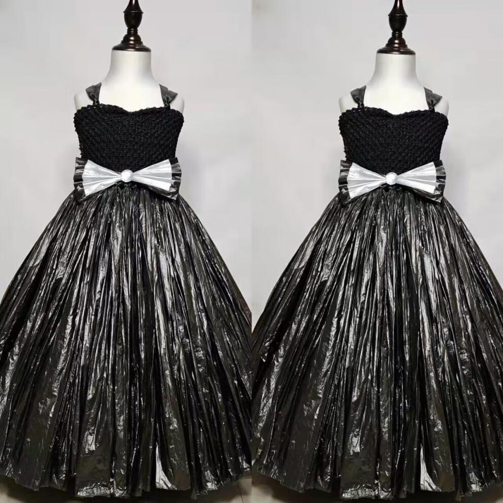 手工制作女生环保衣服材料diy男女童废物利用时装服装秀女孩幼儿半