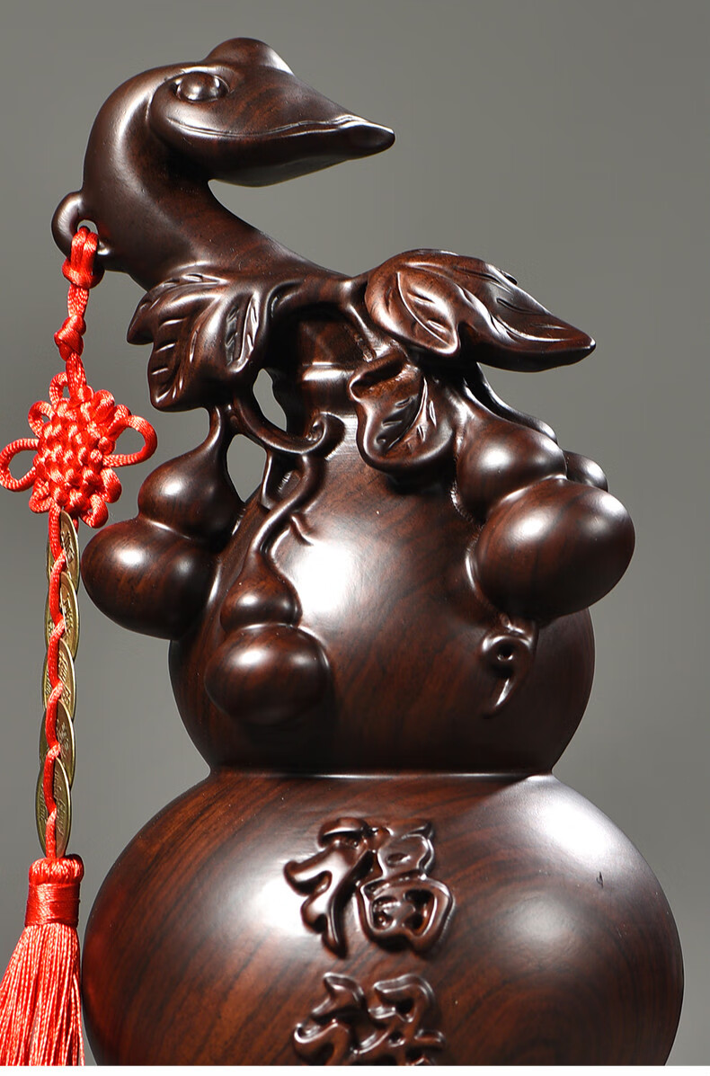 仙莱阁木雕手工雕刻如意葫芦摆件实木家居客厅电视柜装饰工艺品开业