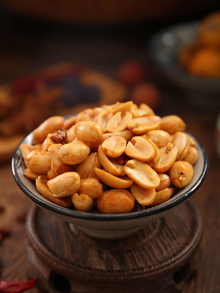 琦王麻辣花生米香辣味非散装香酥花生办公室零食下酒菜500g