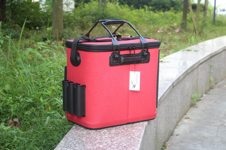 新款硬底鱼护桶钓鱼水桶eva加厚活鱼护箱渔具鱼兜装鱼ldn422540红色三