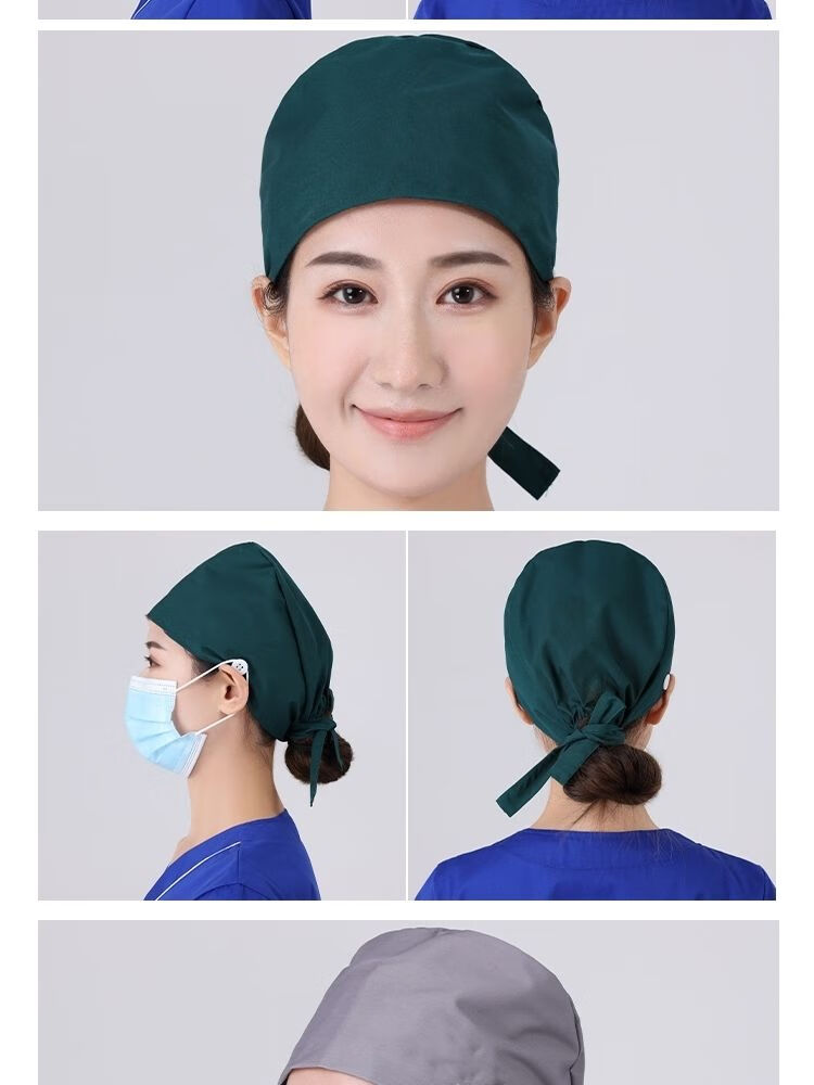 印花纯棉手术帽女医生护士口腔室外科全棉薄款透气厨师手术室帽子深
