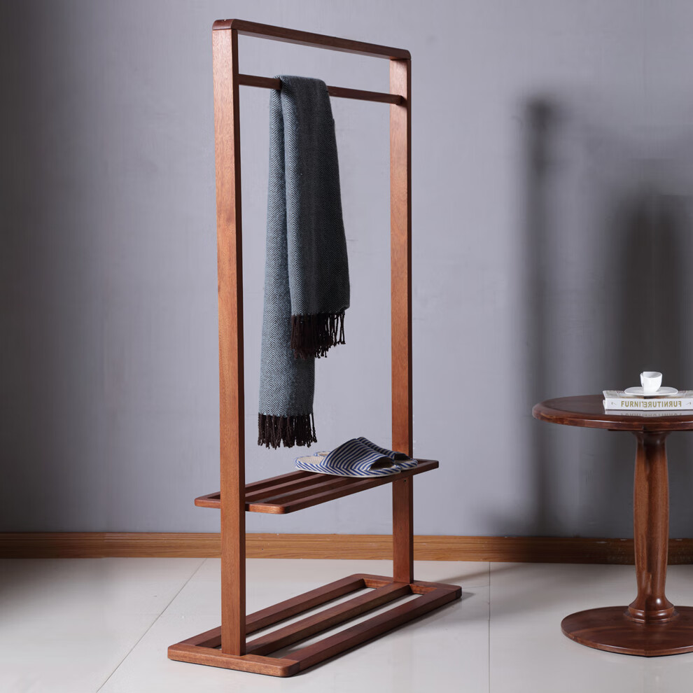 淳柠衣帽架实木挂衣架落地北欧简约现代新中式卧室衣架胡桃木创意木质