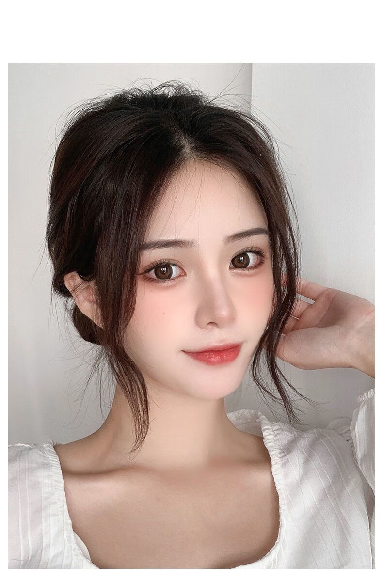 唐妮 龙须刘海女八字真发中分假刘海自然网红八字空气刘海贴假发片