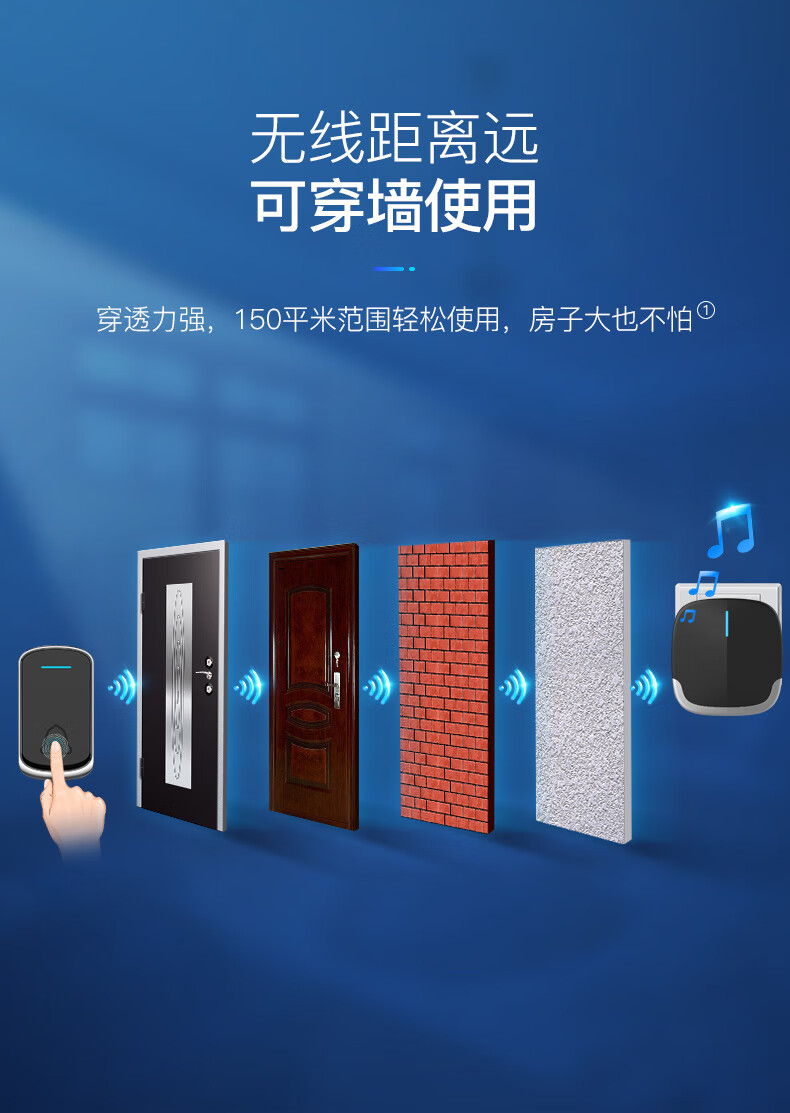 小米mi生态家居适用门铃无线家用防盗门超远距离智能音乐别墅户外室外