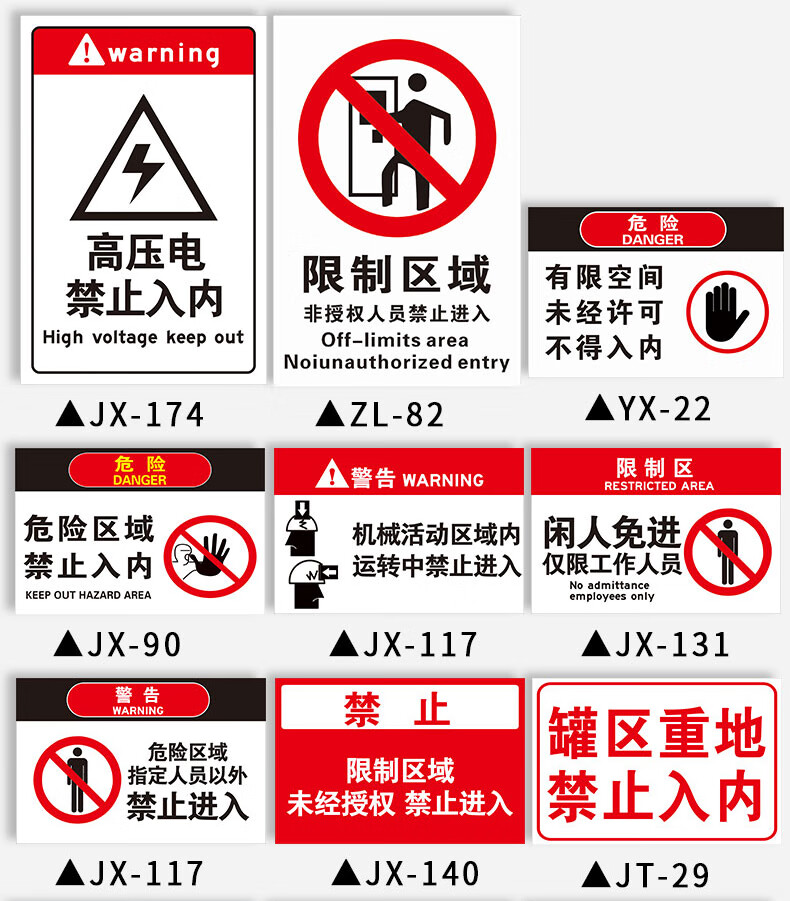 限制区域禁止入内标识牌 密封密闭有限空间锅炉房高压电罐区机房重地
