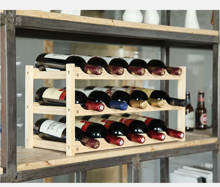 酒水柜实木红酒架摆件葡萄酒架子家用小型现代简约红酒柜展示架红酒