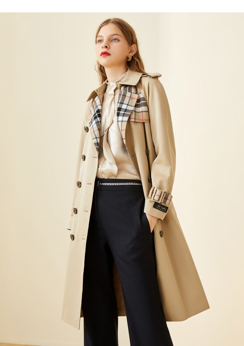 scofield女装春季风衣外套女中长款大牌卡其女中长款春季米色160