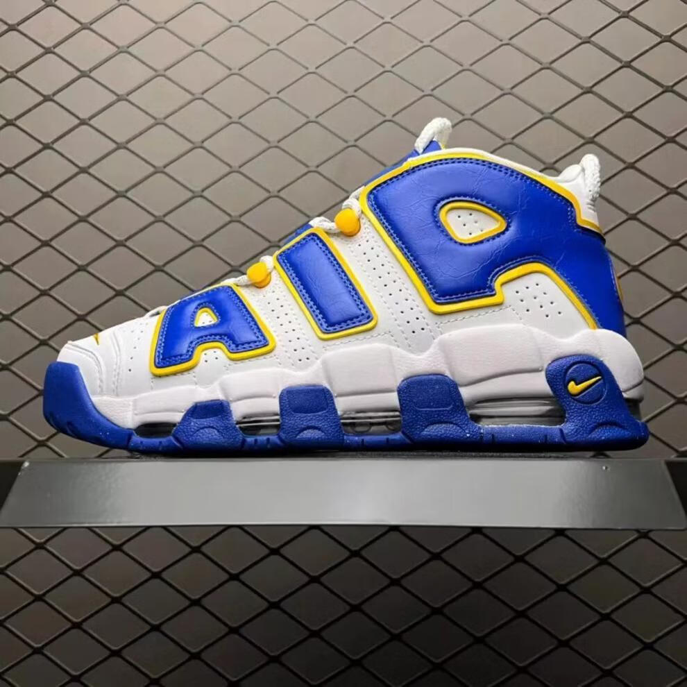 皮蓬大air熊猫樱花粉时尚潮流鞋复古白淡蓝中帮情侣休闲鞋 pp灰大勾