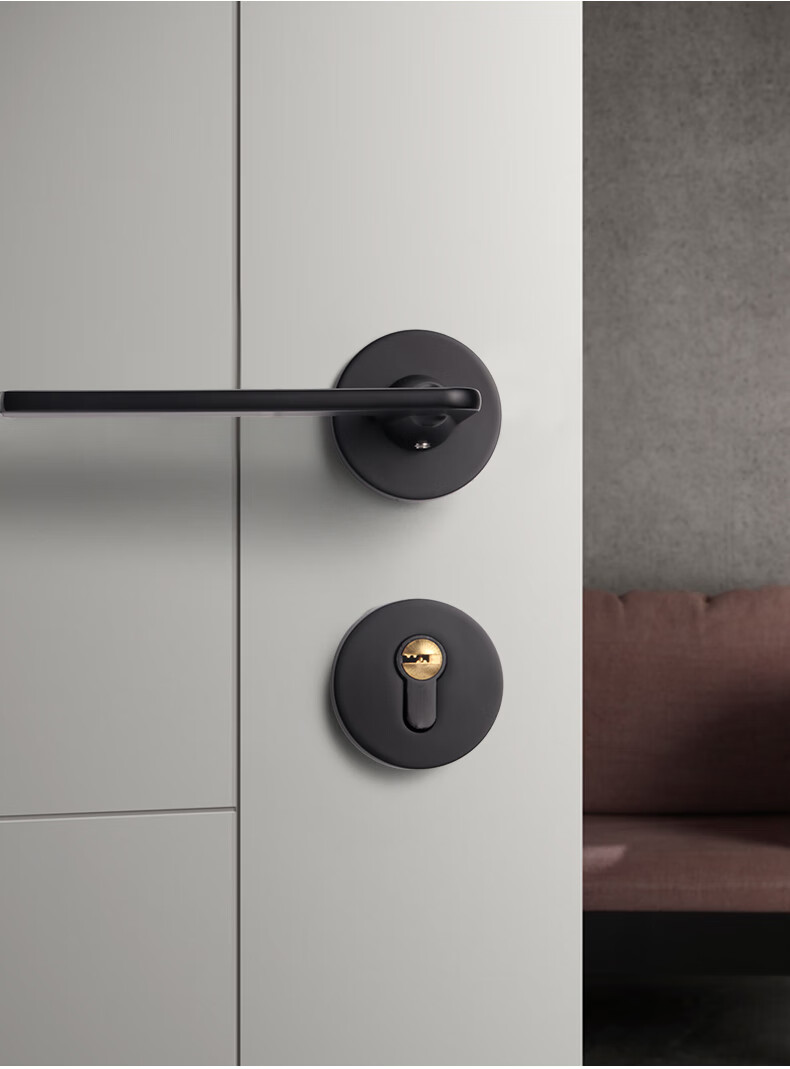 美式简约分体锁磁吸室内卧室木门锁具通用型卫生间门把手标配套餐青古