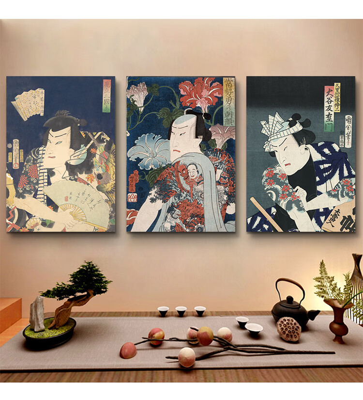 日本浮世绘刺青挂画纹身武士壁画榻榻米料理餐厅日式装饰画日本画 jpw