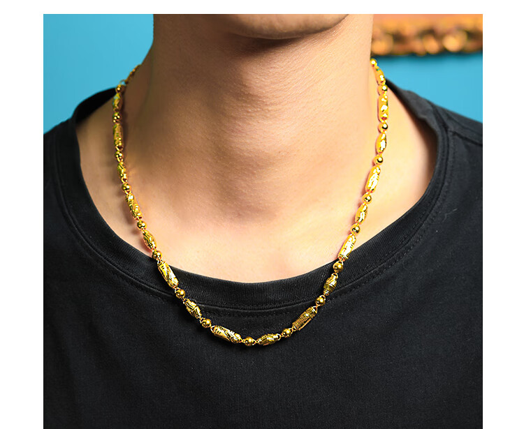 曼卡龙 黄金项链足金三合一男士光珠霸气显大老板链 计价 31.