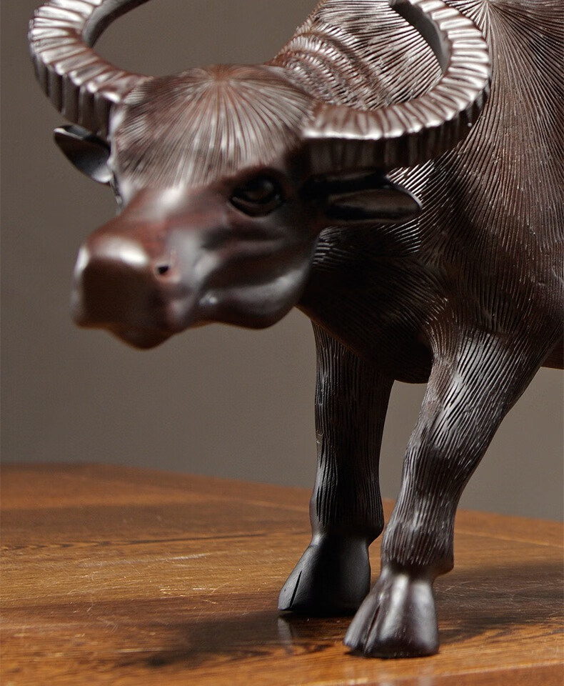 黛安缇木雕十二生肖水牛摆件实木牛气冲天家居办公装饰红木工艺礼品