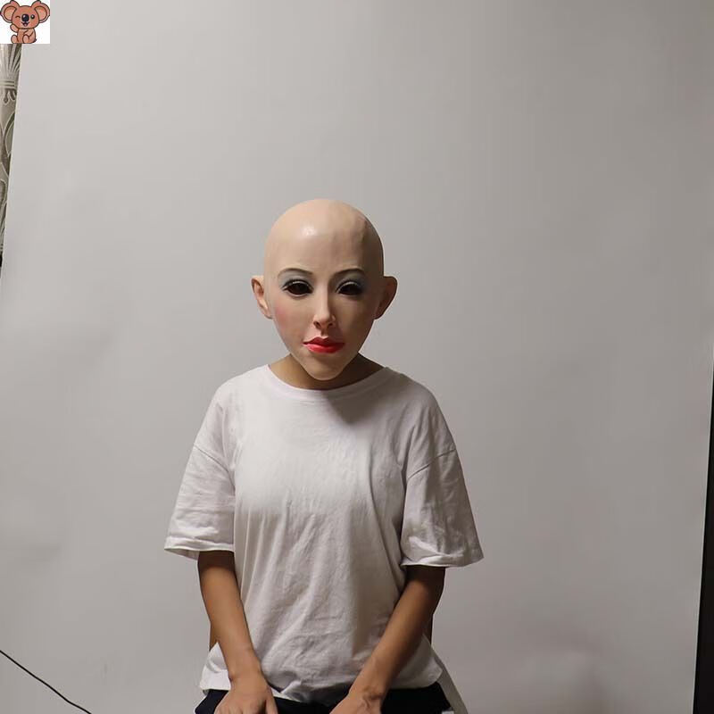 硅胶人脸面具 3d立体人脸面具直播美女头套光头男女搞笑头罩角色装扮