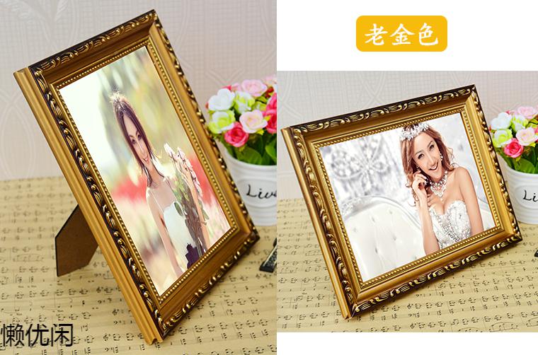 相框摆台实木561016寸相片挂墙创意照片墙欧式像框架a3a4画框新金色5
