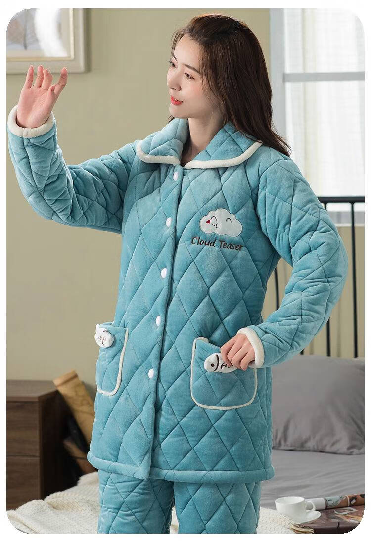 家居服女士休闲可外穿套装居家服保暖6003中长款连帽6003特厚l95118斤