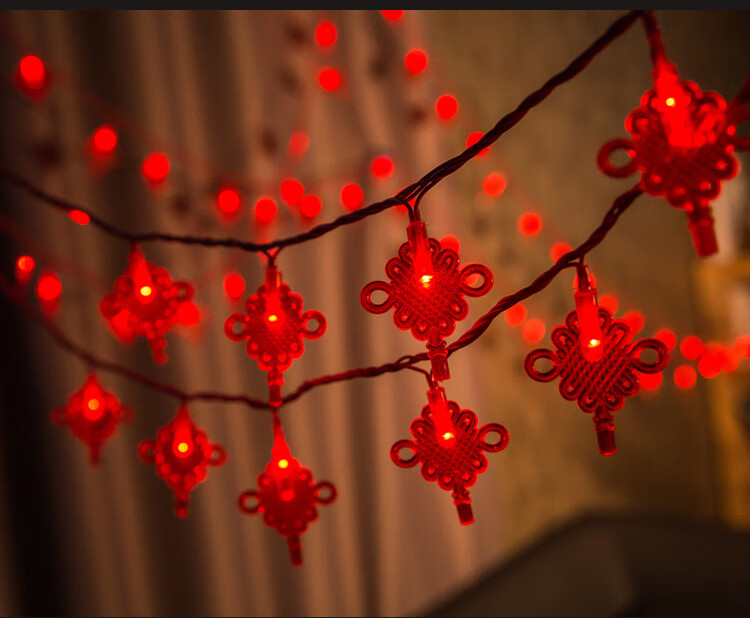 乾金鼎led彩灯串新年装饰灯花灯串灯红灯笼灯中国结春节元旦布置喜庆