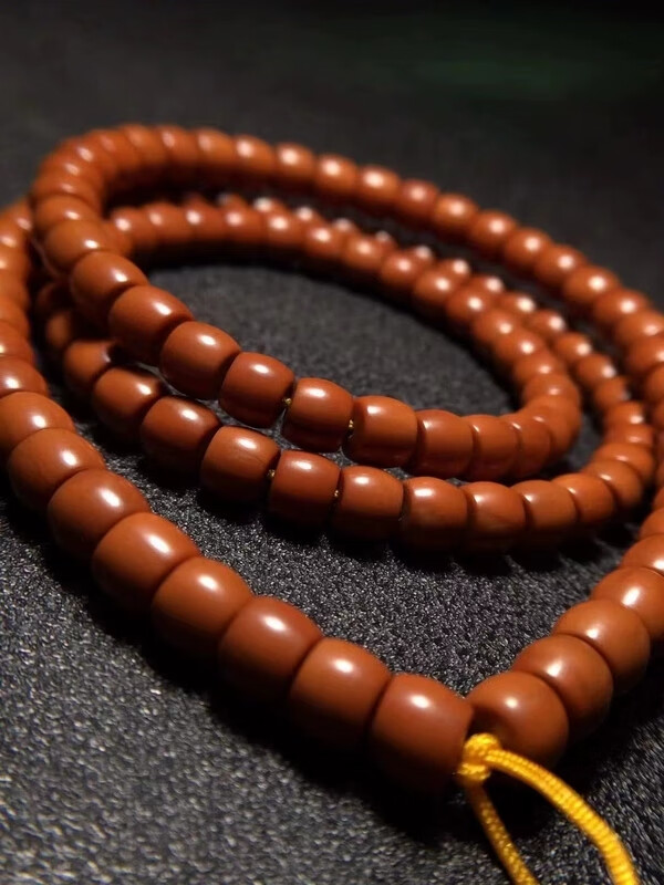 古珍 橄榄核核尖直切核尖手串长串108颗老型桶珠纯手工精雕刻佛珠 送