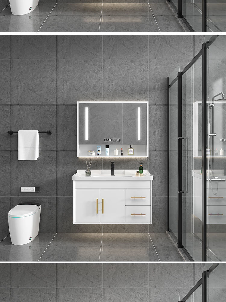 轻奢实木卫生间现代简约浴室柜组合洗漱台洗手洗脸盆柜组合小户型定制