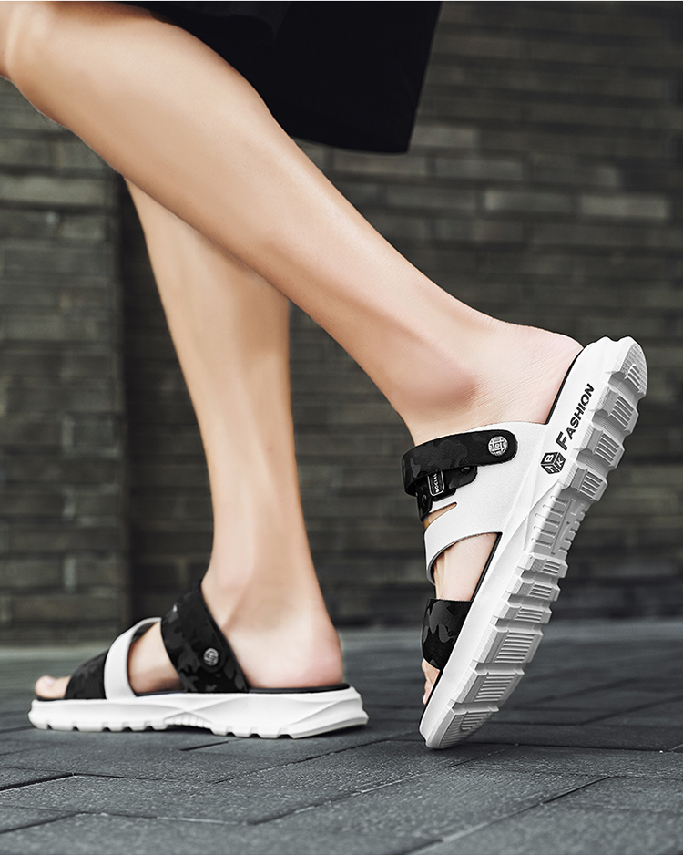 富贵鸟凉鞋男2022新款皮凉鞋潮流开车外穿男士拖鞋厚底夏季两用沙滩凉