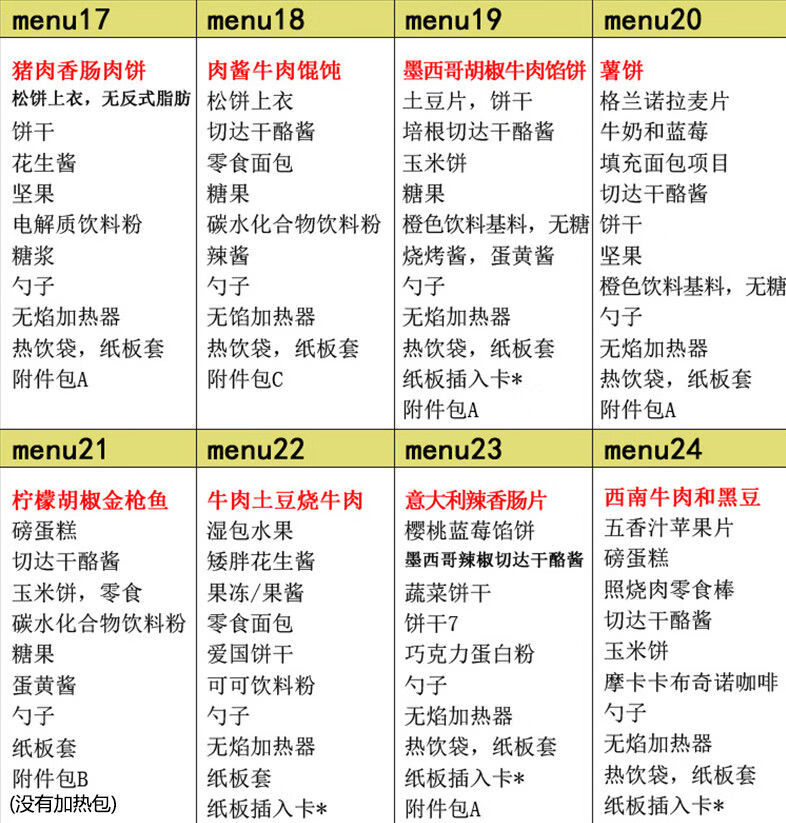 俄罗斯军粮俄罗斯俄军叙利亚口粮24小时单兵mre军粮户外食品美军菜单