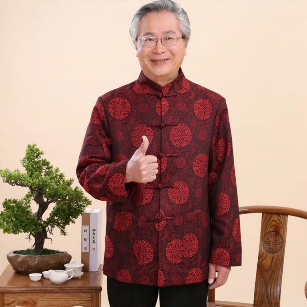 啄木鸟春秋冬季男装老年人情侣唐装外套秋冬男士福寿加棉爸爸装老人