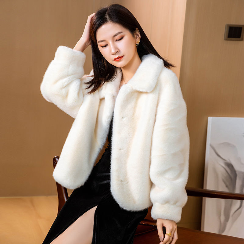 60特价捡漏高档轻奢2021冬毛兔毛外套女茸茸上衣皮草宽松加厚保暖