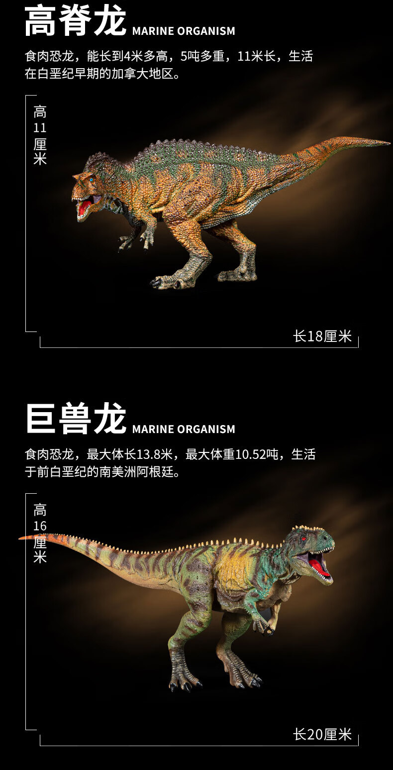 南方巨兽龙大号恐龙玩具胶软男孩儿霸王龙腕龙翼龙美甲龙迅猛龙仿真