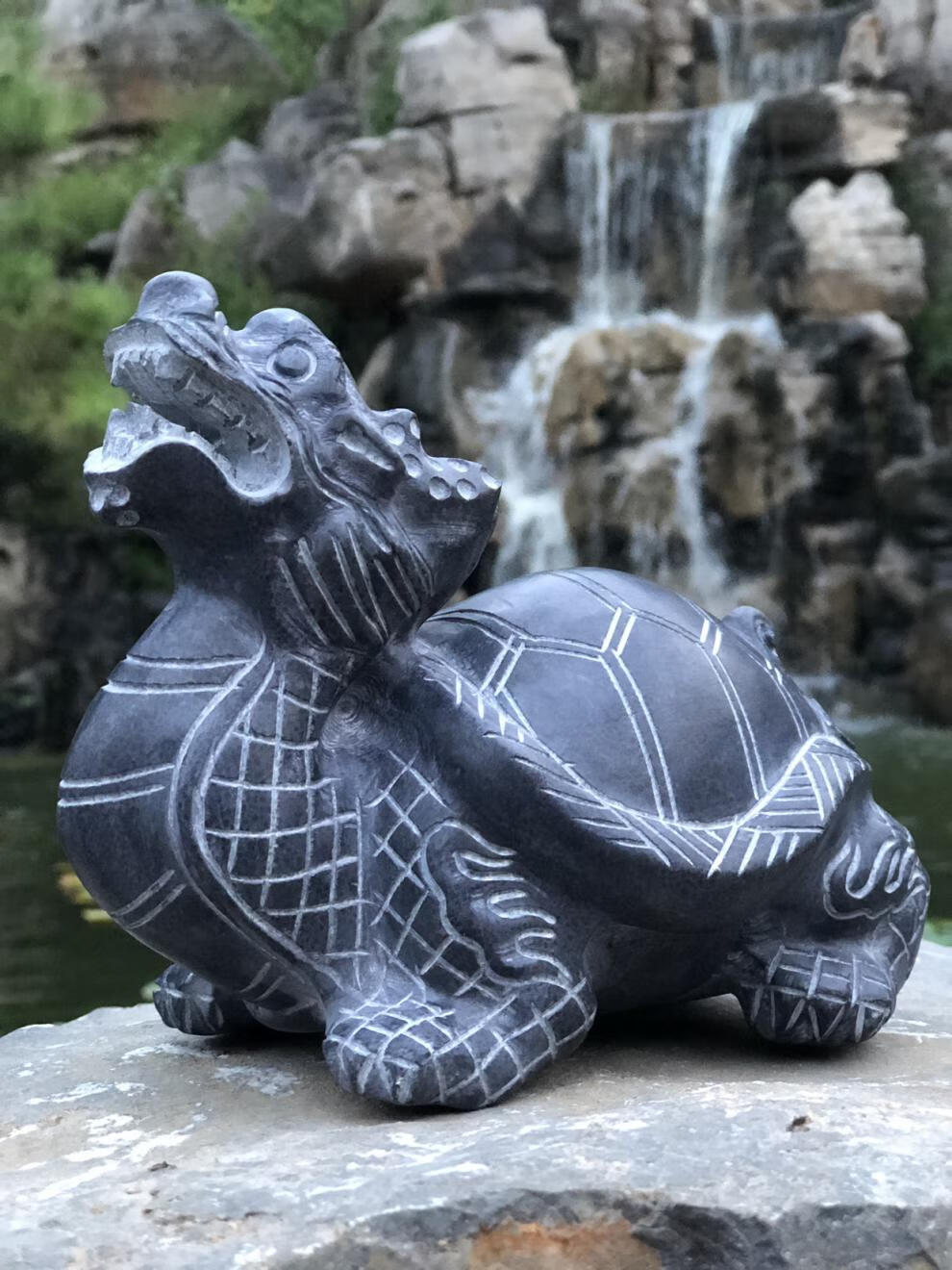 青石龙龟石雕摆件石头办公室家用长12宽7高85厘米一只