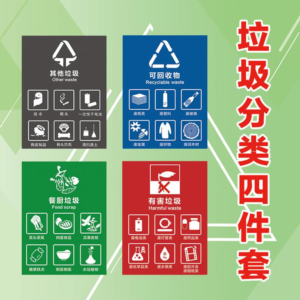 垃圾分类贴纸贴纸标识迷你款其他垃圾标签厨余垃圾桶标语小孩手工分类