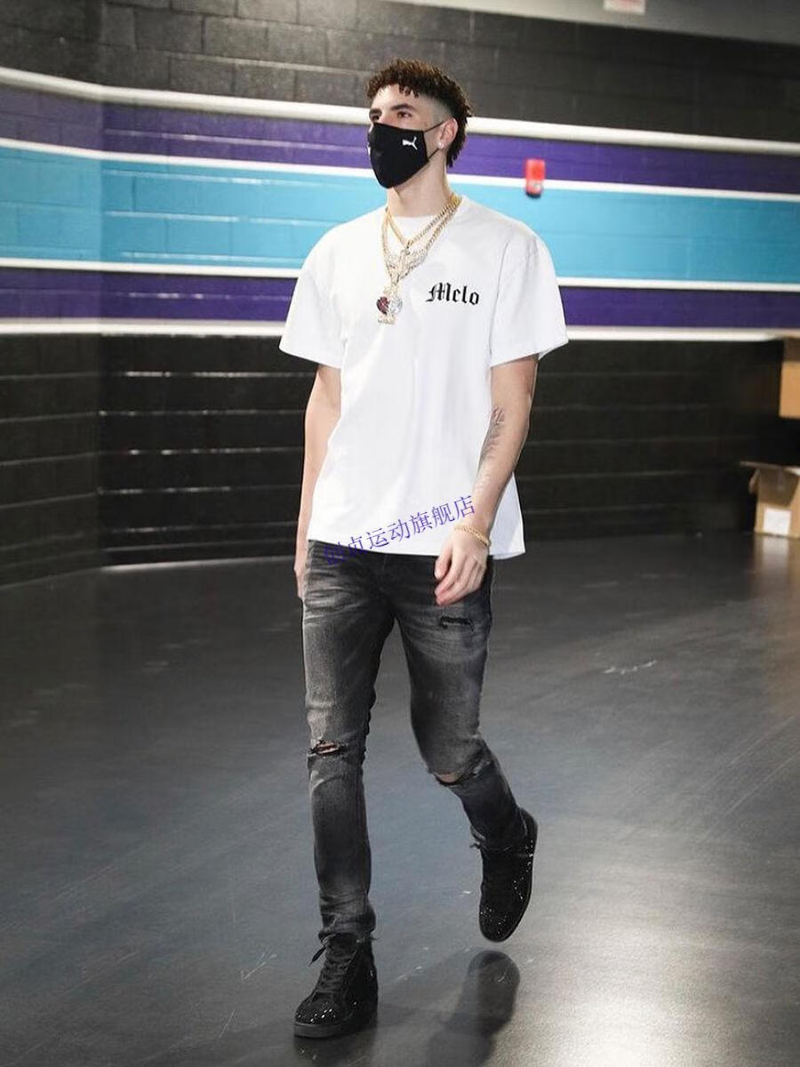 创贞腾讯体育nba官方旗舰黄蜂队拉梅洛鲍尔短袖t恤三球鲍尔篮球运动